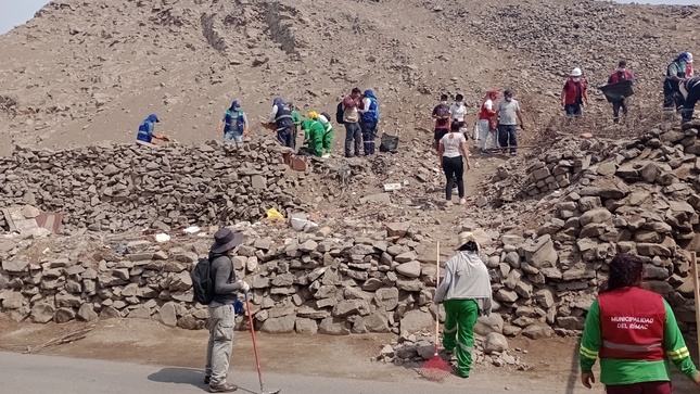 Ministerio de Cultura realizó acciones de limpieza en Huaca La Florida en el Rímac