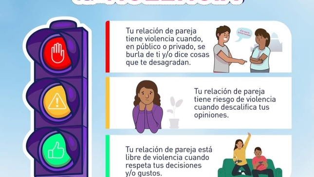 #SemáforoDeLaViolencia | 🤔¿Sabes identificar cuándo tu relación es saludable, está en riesgo o es violenta? Esta herramienta te permitirá actuar a tiempo para prevenir hechos de violencia.👩🏽‍🦱➡️Recuerda que, ante una situación, puedes llamar a la ☎️#Línea100 en cualquier momento. #SiempreDeTuLado