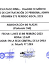 Vista preliminar de documento RESULTADO FINAL DEL CUADRO DE MÉRITO DEL CONCURSO DE CONTRATACIÓN DE PERSONAL ADMINISTRATIVO RÉGIMEN 276 - PERIODO FISCAL 2023.pdf