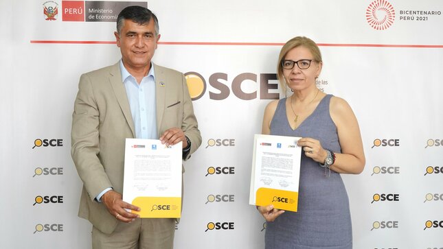 Alcalde José Pain García firma acuerdo multisectorial con Osce para soporte técnico en compras públicas eficaces, integras y competitivas. (Foto: Osce).