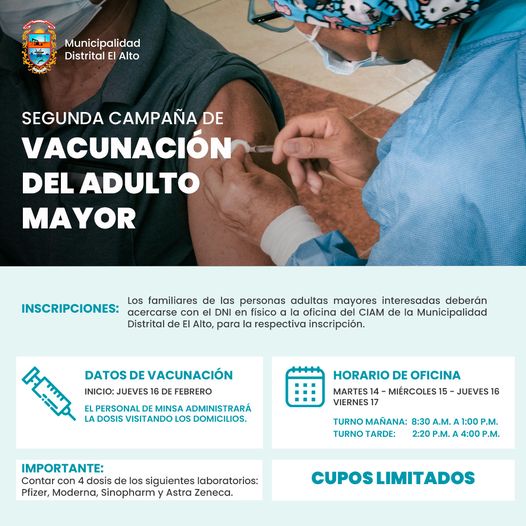 Segunda Campaña de vacunación del Adulto Mayor