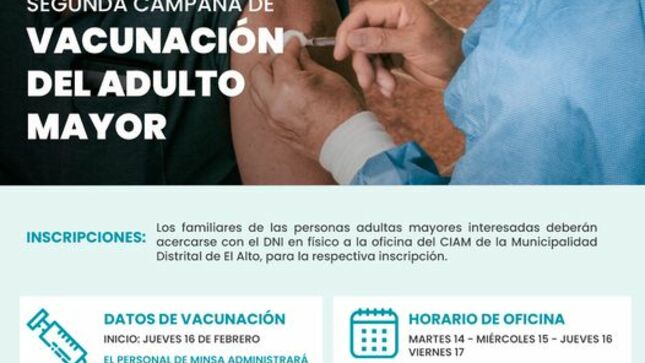 Segunda Campaña de vacunación del Adulto Mayor