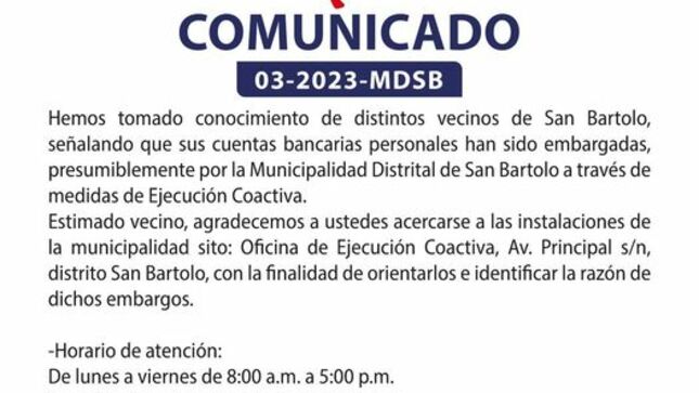 Comunicado 003-2023-MDSB