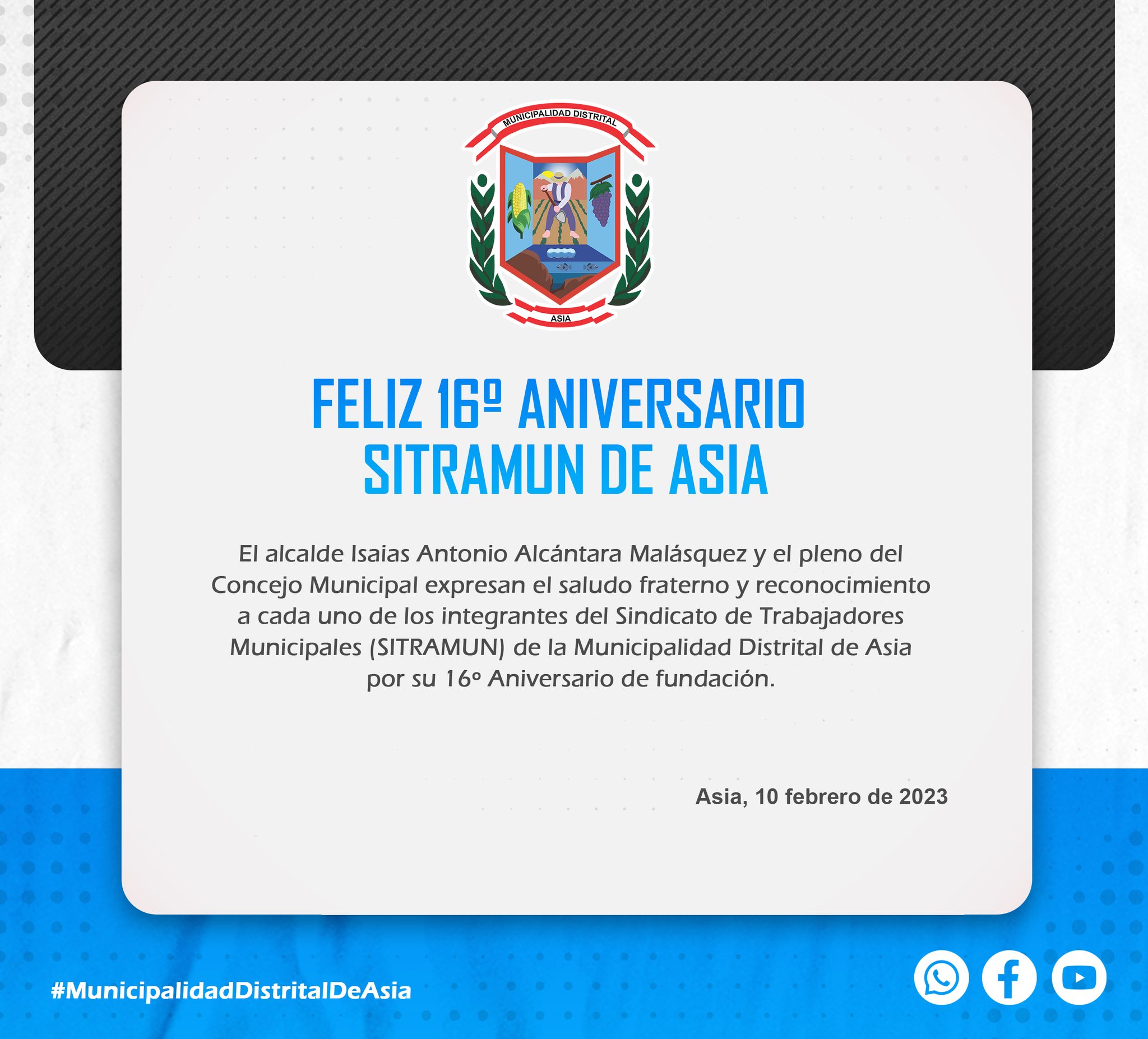 ¡𝗙𝗘𝗟𝗜𝗭 𝟭𝟲º 𝗔𝗡𝗜𝗩𝗘𝗥𝗦𝗔𝗥𝗜𝗢 𝗦𝗜𝗧𝗥𝗔𝗠𝗨𝗡 𝗗𝗘 𝗔𝗦𝗜𝗔!