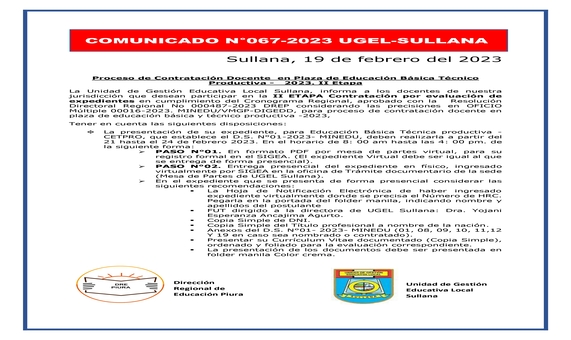 Comunicado N°67