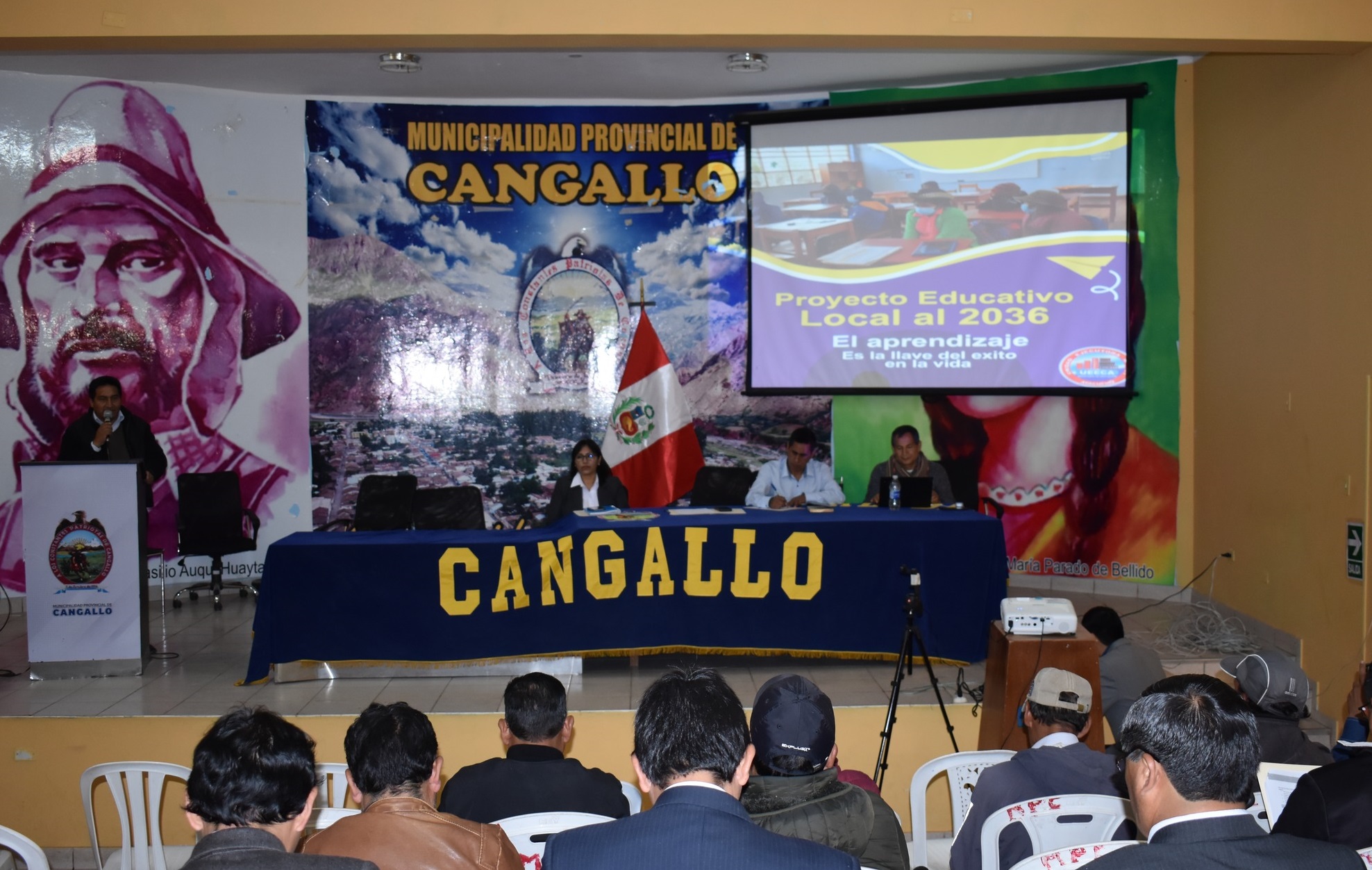 Reunión de socialización del Proyecto Educativo Local al 2036 (PEL) Cangallo, evento organizado por la UGEL Cangallo en donde se resaltó la activa participación de la comunidad educativa durante el proceso de actualización del PEL.