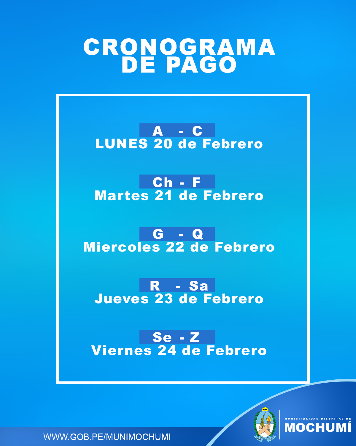 Cronograma de pago de Pensión 65