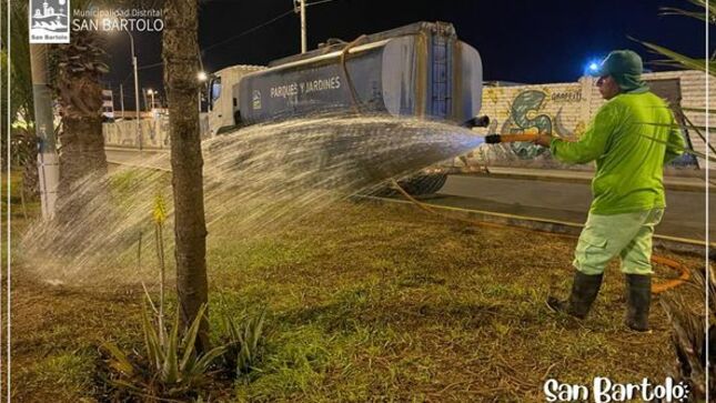 Regado nocturno de nuestras áreas verdes