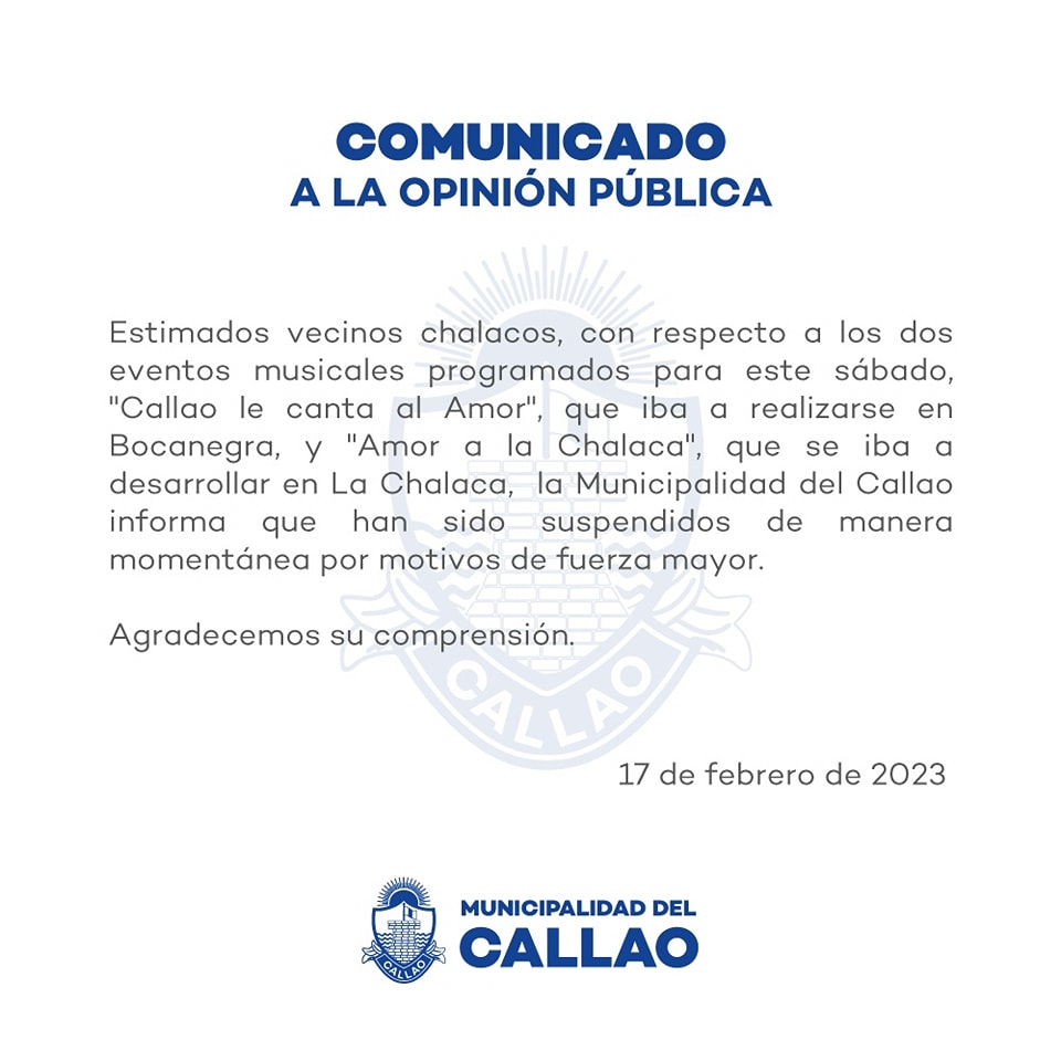 Eventos musicales suspendidos