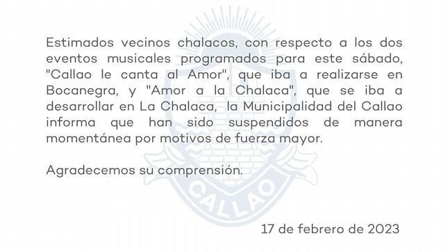 Eventos musicales suspendidos