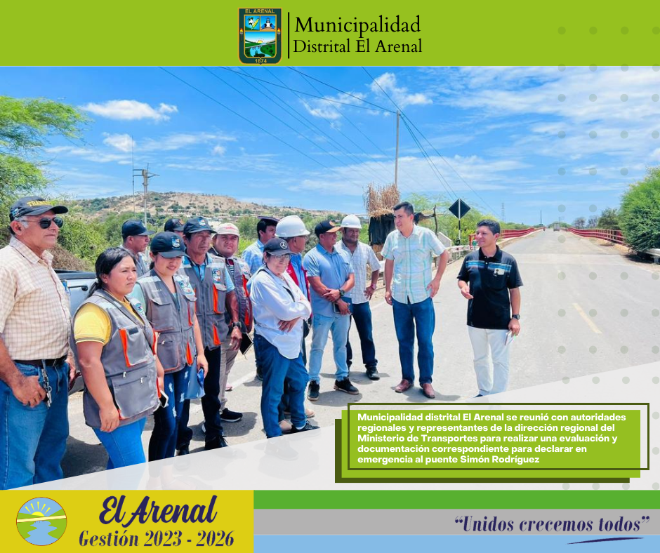 Foto del alcalde reunido con autoridades en el puente Simón Rodríguez.