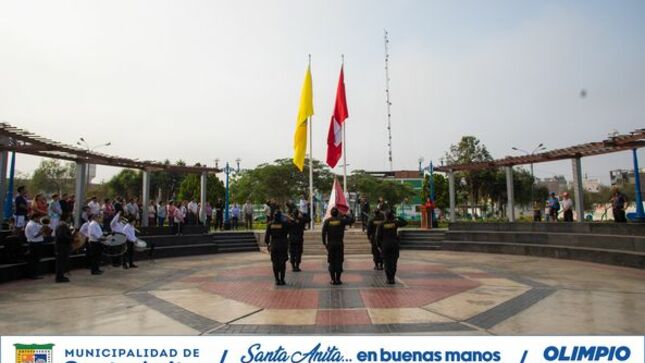Hoy, se realizó el izamiento del Pabellón Nacional , cuyos actos protocolares estuvieron a cargo del alcalde Olimpio Alegría y funcionarios. También participaron miembros de la Policía Nacional del Perú y vecinos de la zona. 
Estas actividades fortalecen nuestro espíritu cívico e identidad con el distrito y país. 
#santaanitaenbuenasmanos #olimpioalegría #bandera