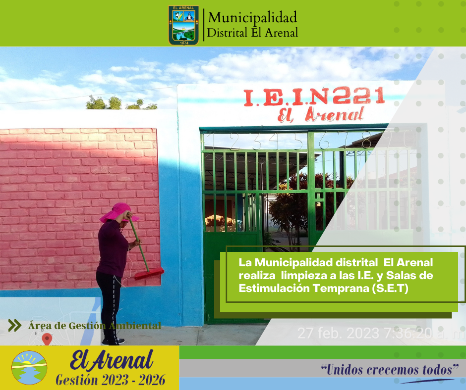 Foto de una señora limpiando la I.E. 