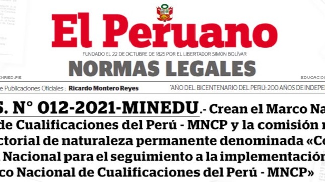 "Archivo HTLM El Estado Peruano aprueba el Marco Nacional de Cualificaciones"