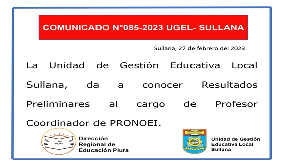 Comunicado N°85