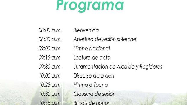 La Municipalidad Distrital de Estique Pampa tiene el honor de invitar a usted a la ceremonia de juramentación del Alcalde electo, Freddy Patricio Oliva Romero, y Concejo Municipal, periodo 2023-2026.