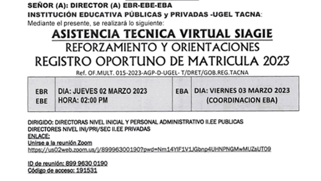 Comunicado Siagie