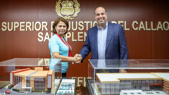 El alcalde del Callao, Pedro Spadaro, se reunió con la presidenta de la Corte Superior de Justicia del Callao, Teresa Soto.