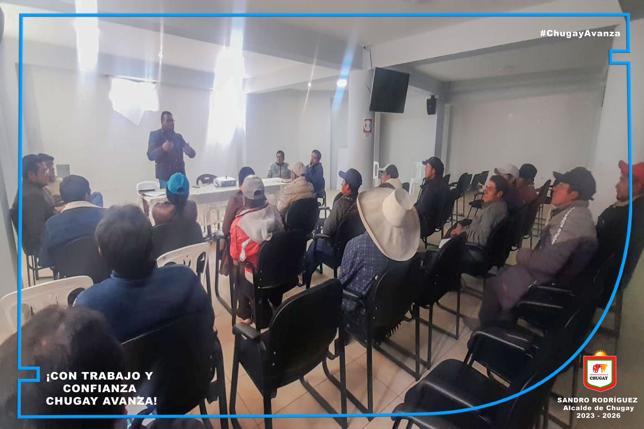 Como parte de la política de gestión de trabajar en conjunto con los caseríos y sectores de Chugay, el burgomaestre distrital, Sandro Rodríguez Arteaga, participó de una importante reunión...