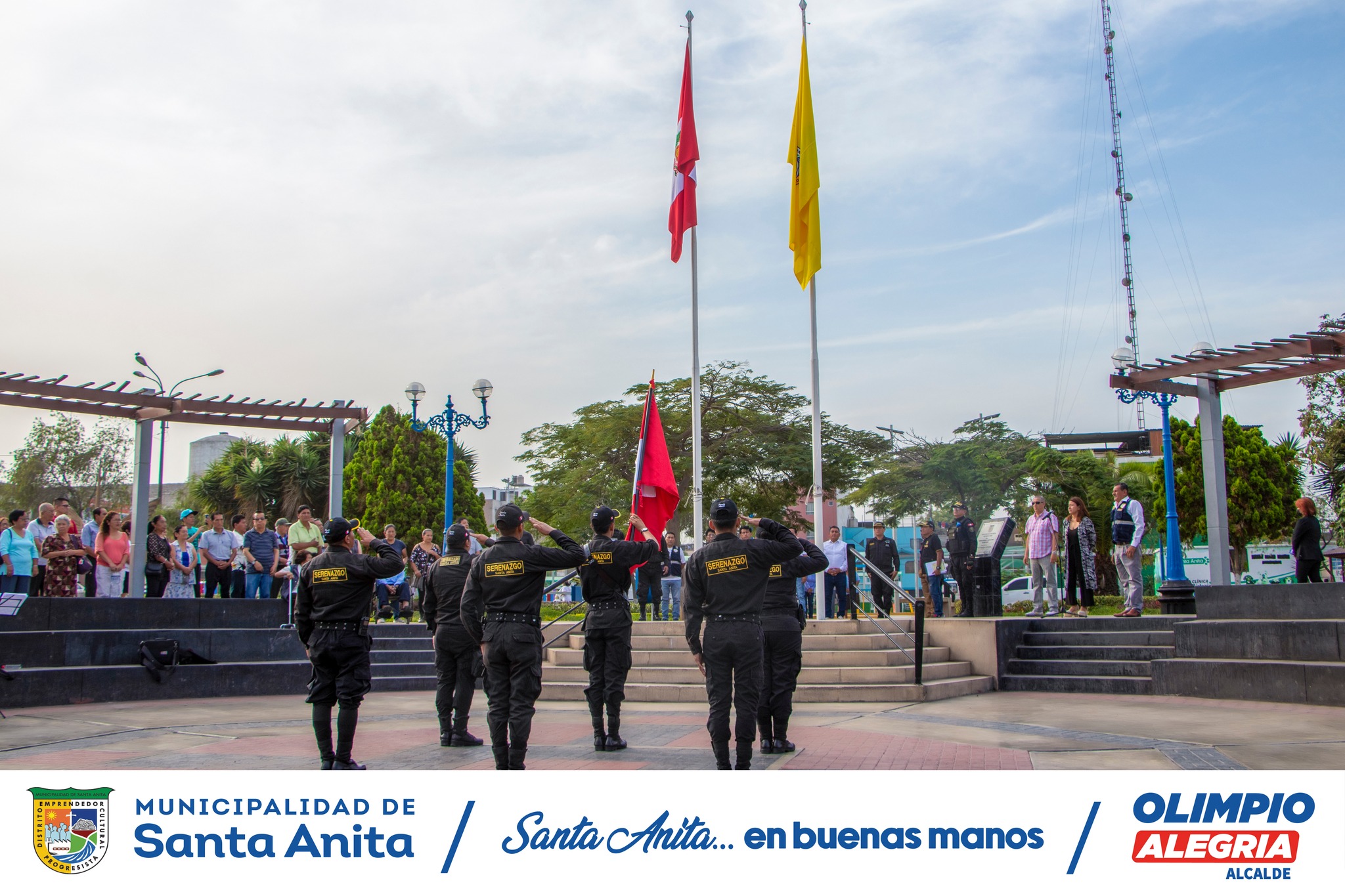 Hoy, se realizó el izamiento del Pabellón Nacional , cuyos actos protocolares estuvieron a cargo del alcalde Olimpio Alegría, funcionarios y vecinos de la zona.
Estas actividades fortalecen nuestro espíritu cívico e identidad con el distrito y país.
#santaanitaenbuenasmanos
#olimpioalegría