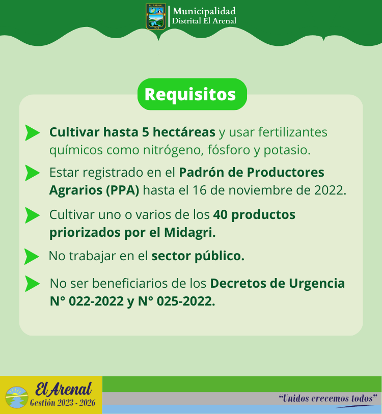 Foto de requisitos para ser beneficiario del FertiAbono2.