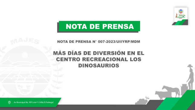 MÁS DÍAS DE DIVERSIÓN EN EL CENTRO RECREACIONAL LOS DINOSAURIO