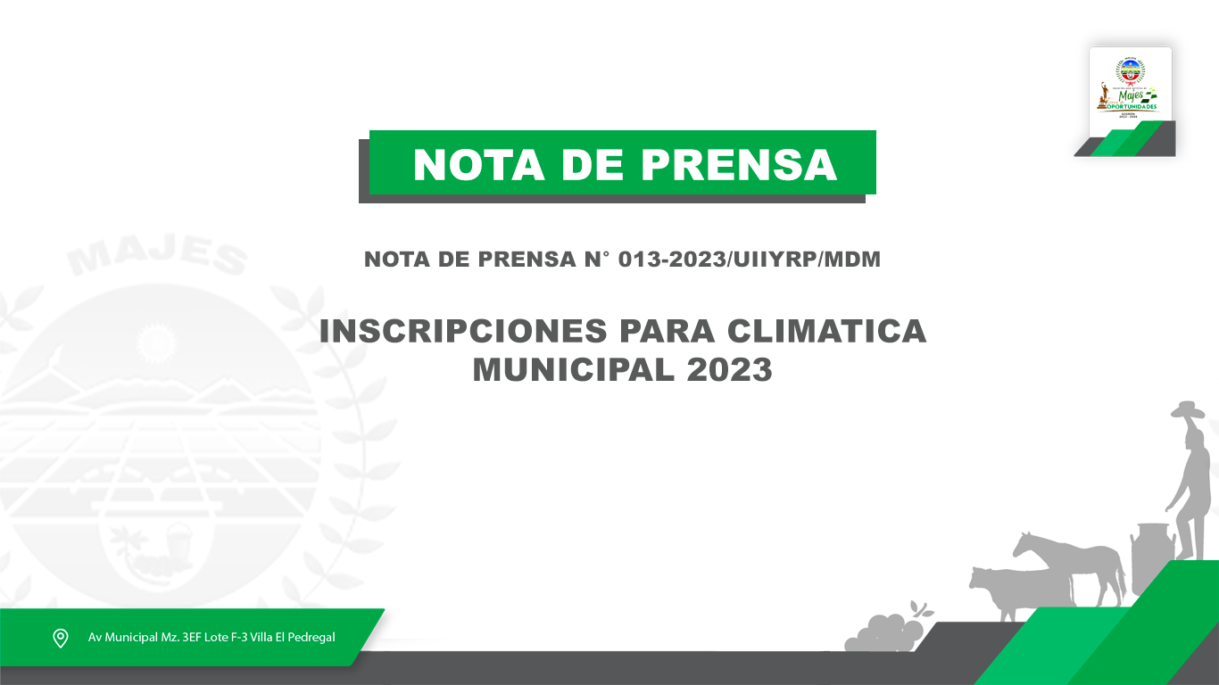 INSCRIPCIONES PARA CLIMÁTICA MUNICIPAL 2023
