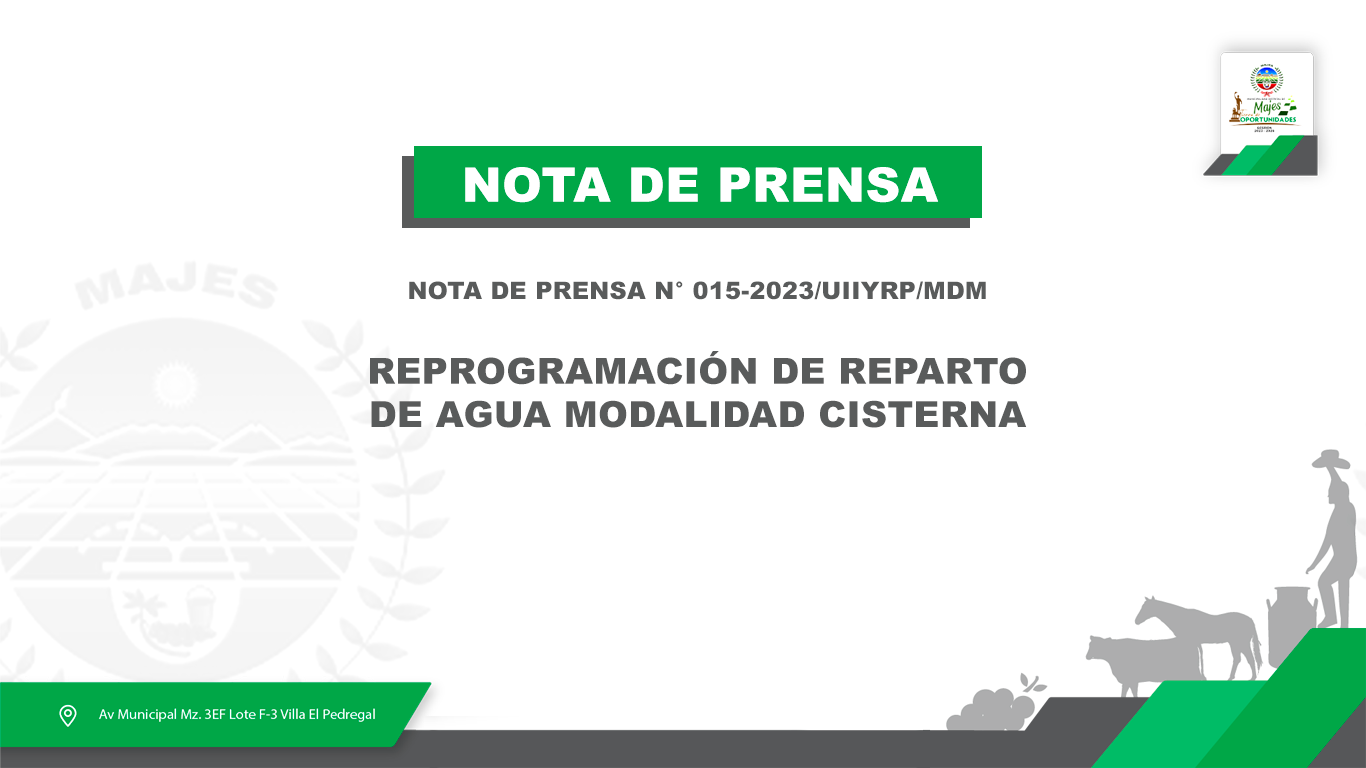 REPROGRAMACIÓN DE REPARTO DE AGUA MODALIDAD CISTERNA
