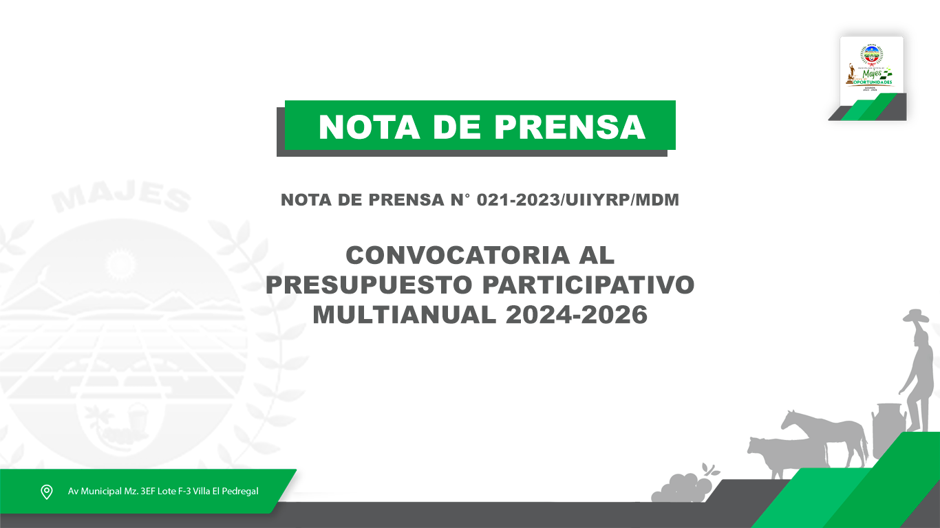 CONVOCATORIA AL PRESUPUESTO PARTICIPATIVO MULTIANUAL 2024-2026