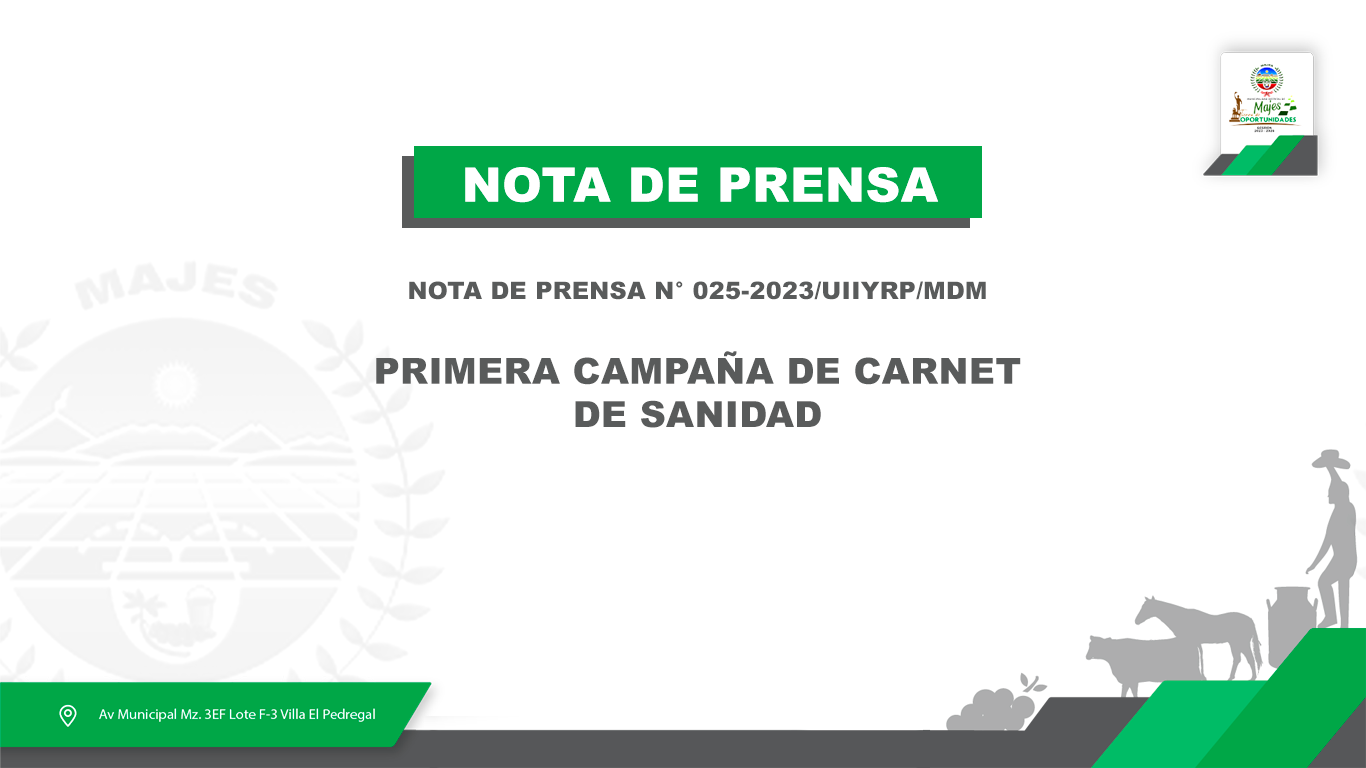 PRIMERA CAMPAÑA DE CARNET DE SANIDAD