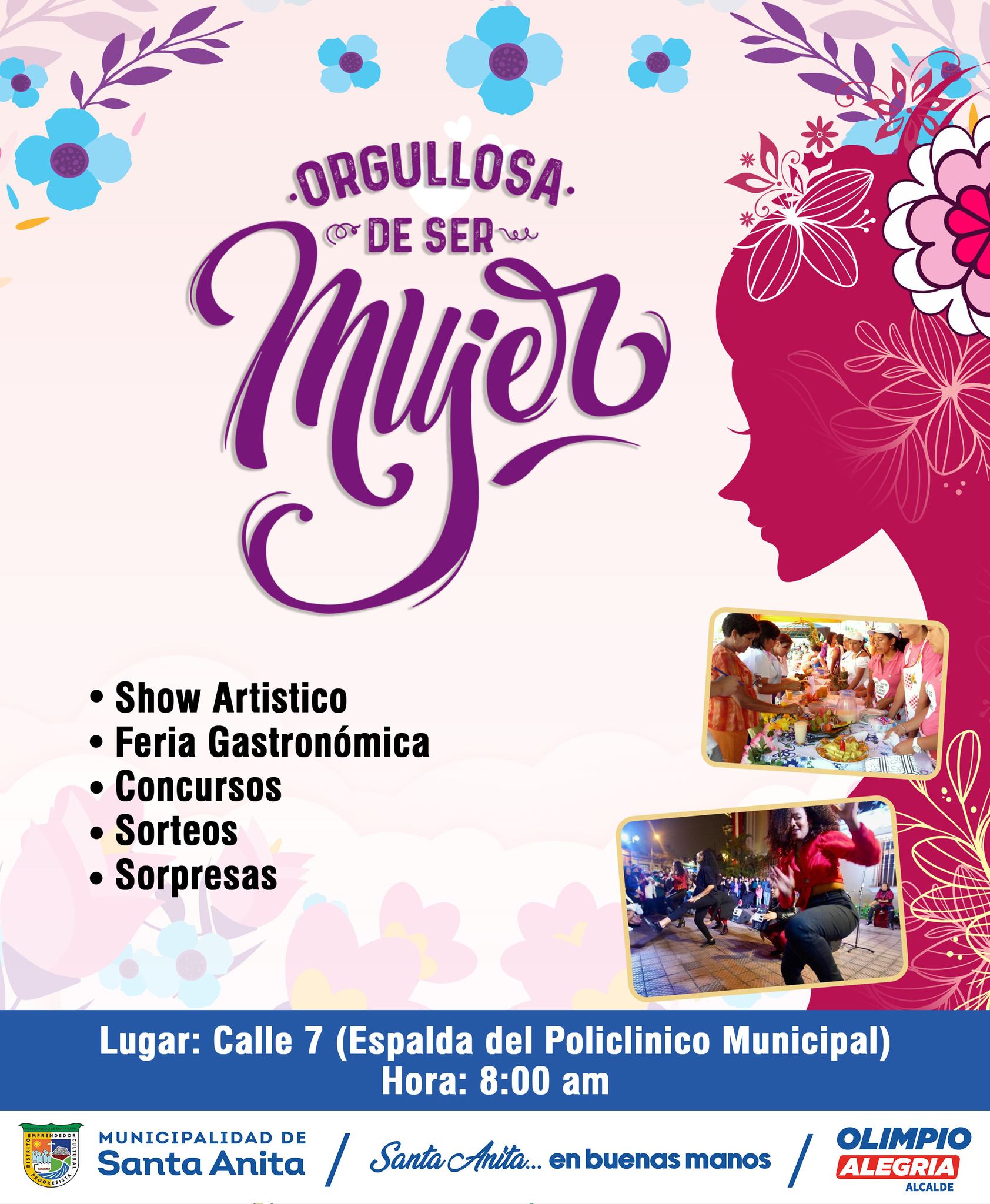 La Municipalidad de Santa Anita, te invita a celebrar el ¨Día Internacional de la Mujer¨ será una mañana llena de muchas actividades y sorpresas.