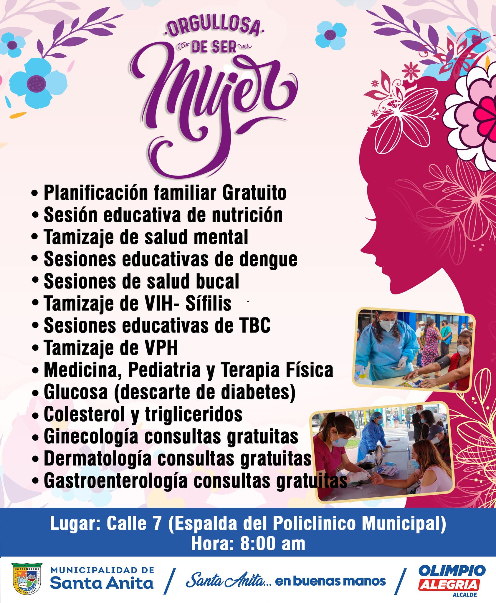 La Municipalidad de Santa Anita, te invita a celebrar el ¨Día Internacional de la Mujer¨ será una mañana llena de muchas actividades y sorpresas.