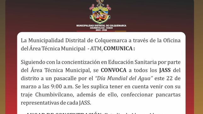 Pasacalle de todos los JASS por el "Dia Mundial del Agua" 