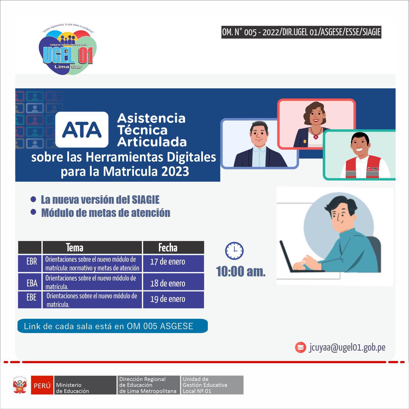 Asistencia técnica sobre las herramientas digitales para la matricula 2023