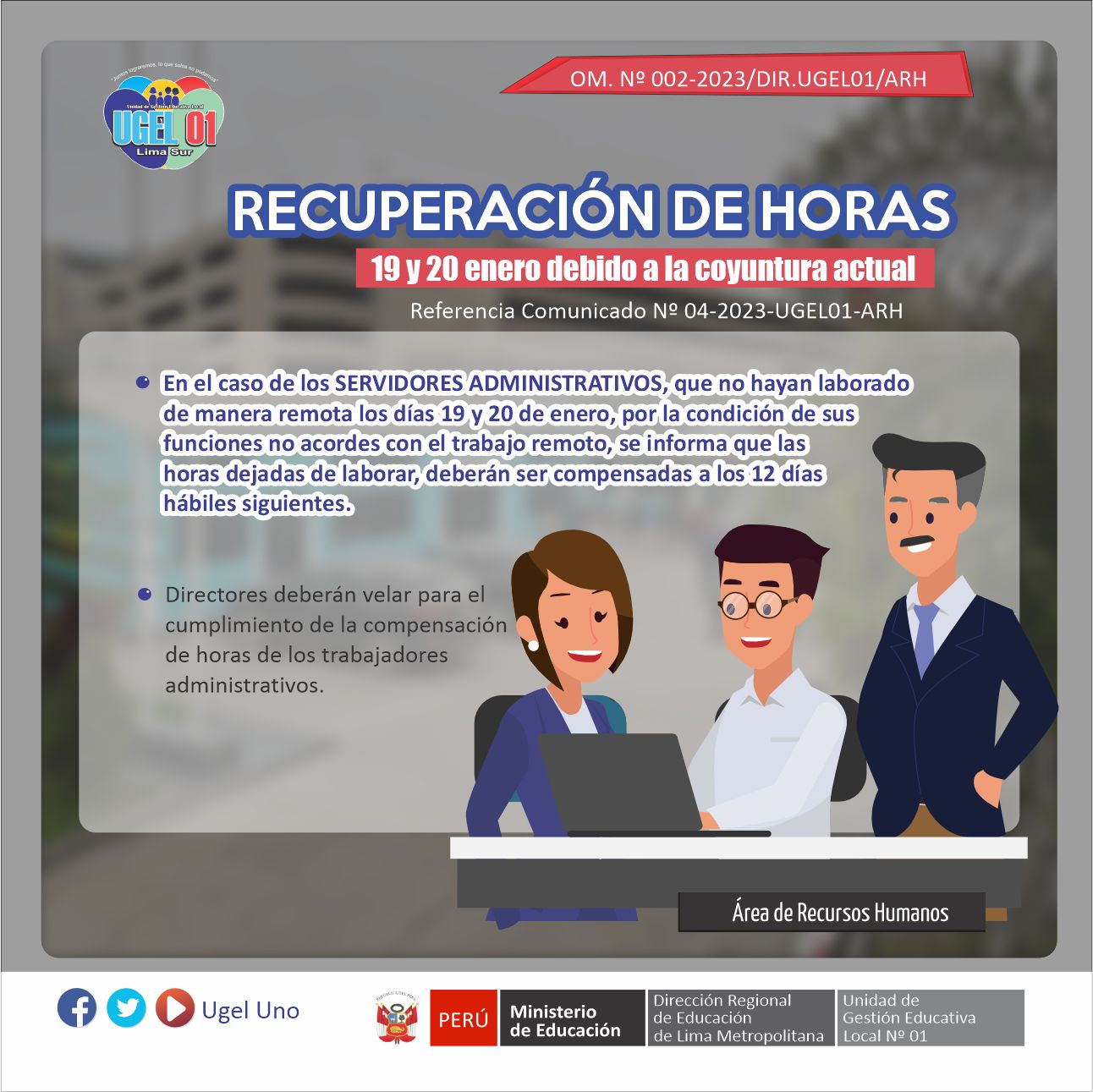 Recuperación de horas strabajadores administrativos (19 y 20 enero)