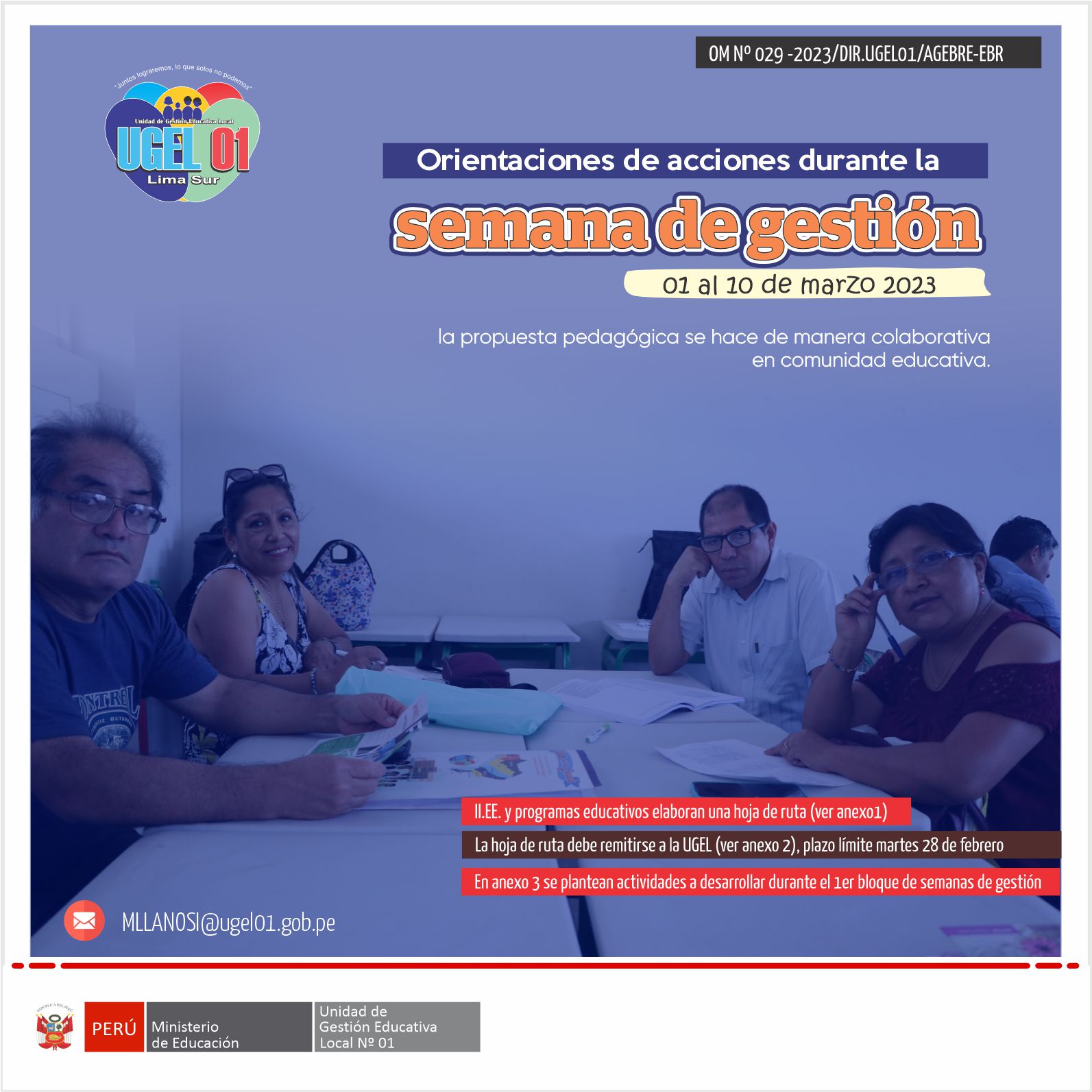 Orientaciones referentes a las acciones durante la semana de gestión