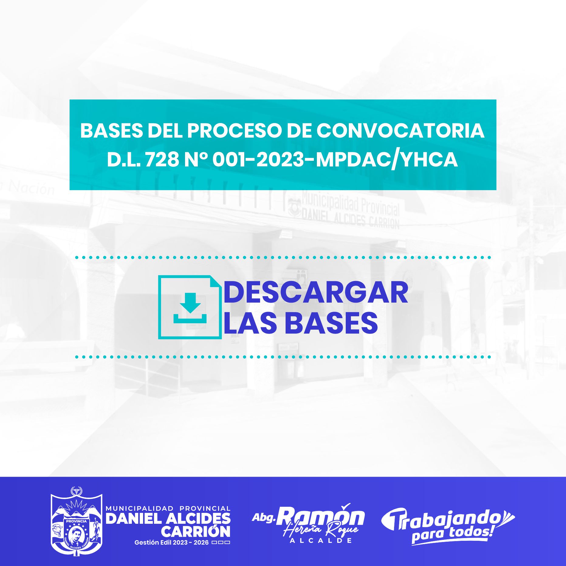 Concurso público de méritos para cubrir plazas en la Sub Gerencia de Gestión Integral de Residuos Sólidos, Parques y Jardines, Sub Gerencia de Seguridad Ciudadana, Sub Gerencia de Trasportes y Fiscalización Municipal de la Municipalidad Provincial Daniel Alcides Carrión