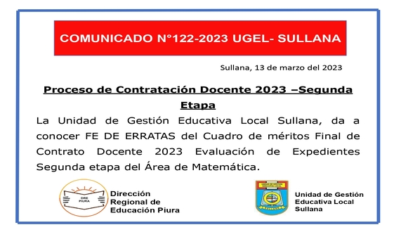 Comunicado N°122