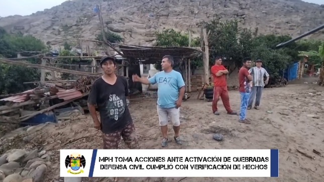 MPH toma acciones ante activación de quebradas, Defensa Civil cumplió con verificación de hechos