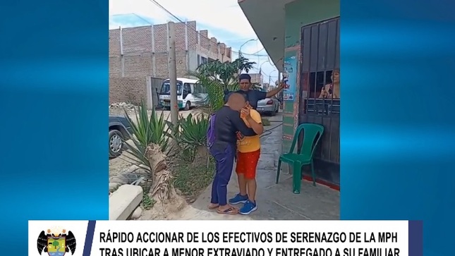 Rápido accionar del personal de seguridad ciudadana de la Municipalidad de Huaral tras ubicar a menor extraviado y entregado a su familiar