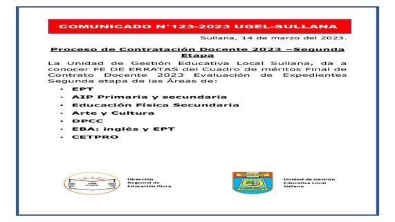 Comunicado N°123