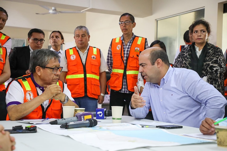 El alcalde Pedro Spadaro y gobernador regional Ciro Castillo junto a los otros alcaldes chalacos, brindaron un balance situacional sobre las intensas lluvias de los últimos días.
