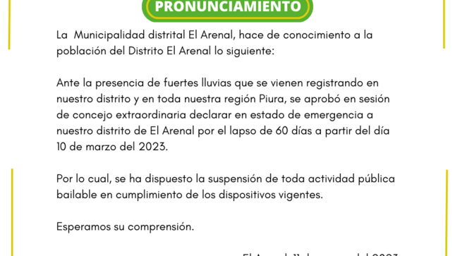 Flyer del pronunciamiento. 