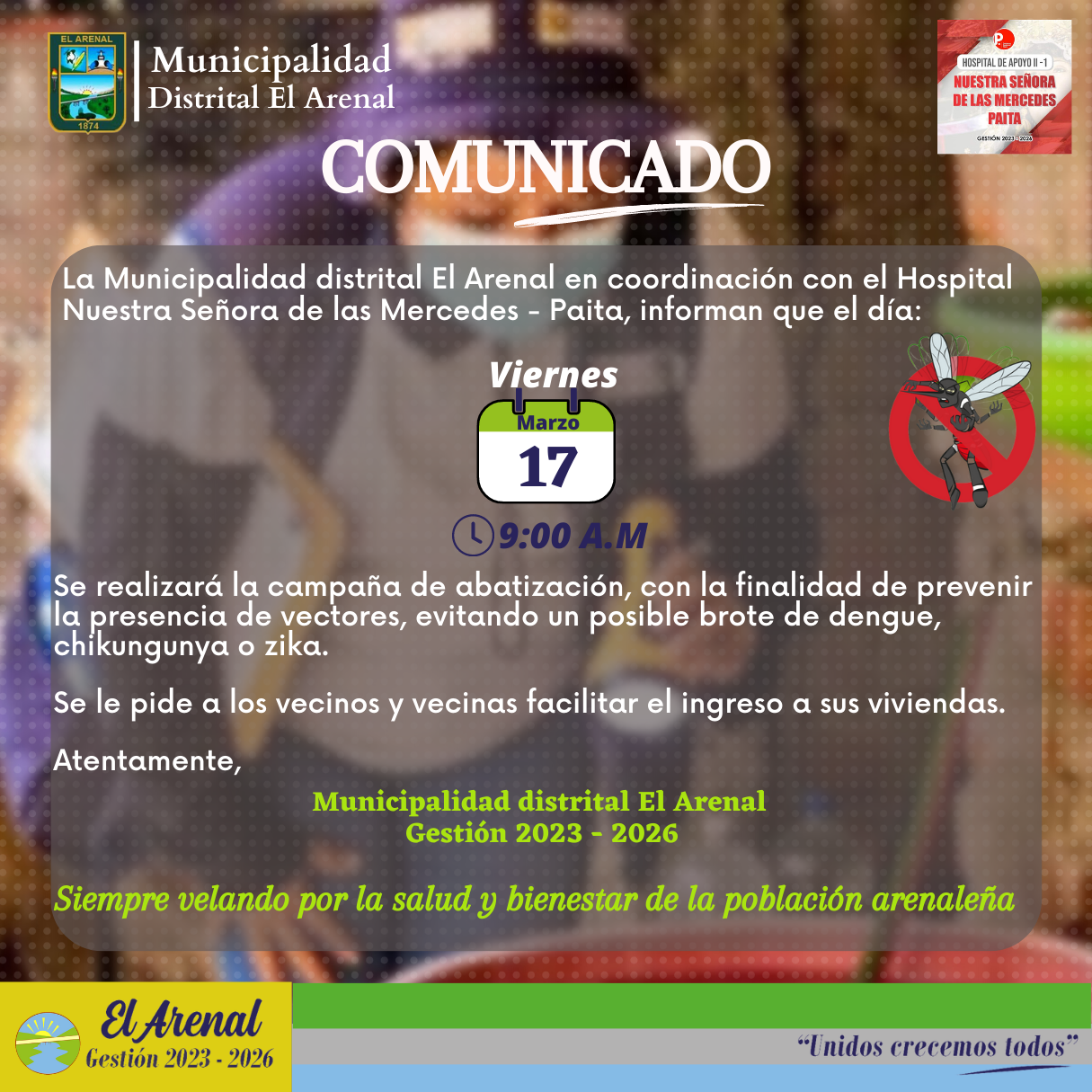 Foto del comunicado de la abatización.