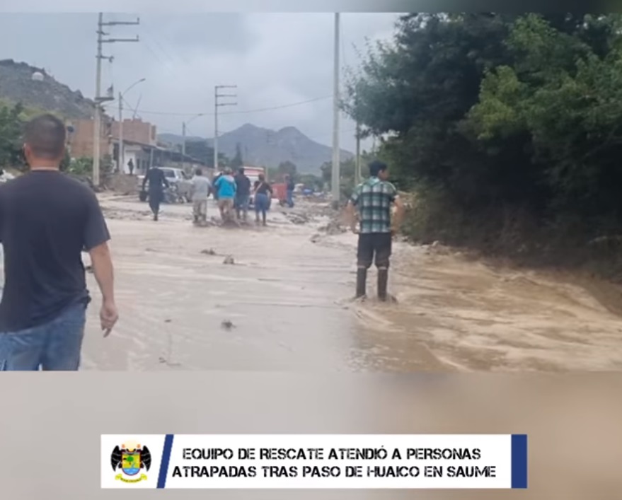 Equipo de rescate atendió a personas atrapadas tras paso de huaico en Saume