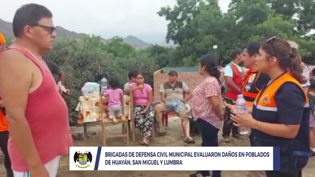 Brigadas de defensa civil municipal evaluaron daños en poblados
