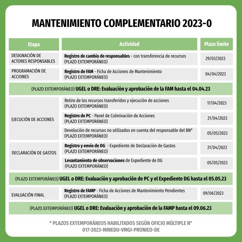 Cronograma Mantenimiento Complementario