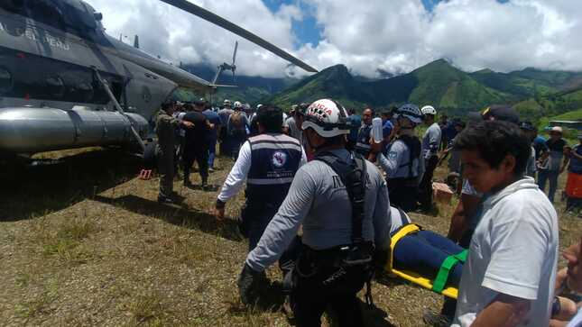 Mujer gestante es evacuada de emergencia a Lima en helicóptero de PNP