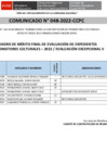 Vista preliminar de documento [ Ver Comunicado 48 Cuadro Final de Evaluación de Expedientes de Promotores Culturales 2022 ] 05-07-2022