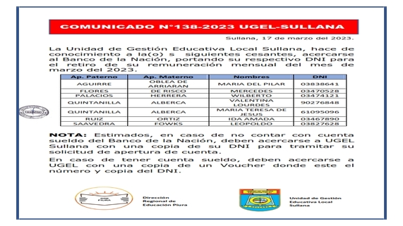 Comunicado N°138